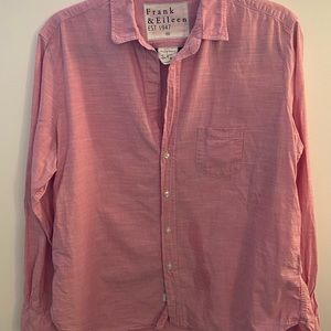 FRANK & EILEEN Eileen Italian Cotton Shirt Pink with White Stripe M
